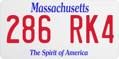 MA license plate 286RK4