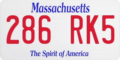 MA license plate 286RK5