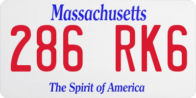 MA license plate 286RK6