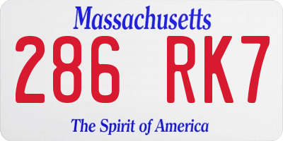 MA license plate 286RK7