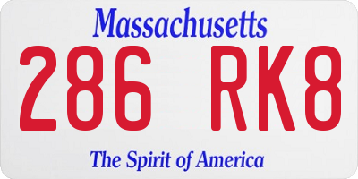 MA license plate 286RK8