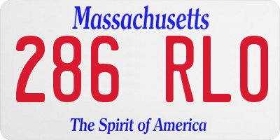 MA license plate 286RL0