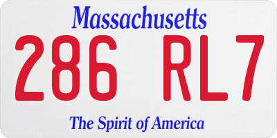 MA license plate 286RL7