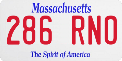MA license plate 286RN0