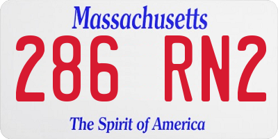 MA license plate 286RN2