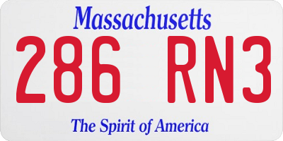 MA license plate 286RN3