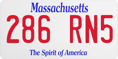 MA license plate 286RN5