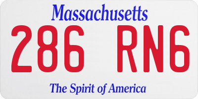 MA license plate 286RN6