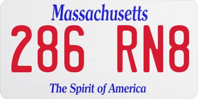 MA license plate 286RN8