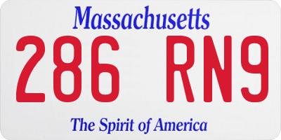 MA license plate 286RN9