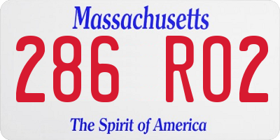 MA license plate 286RO2