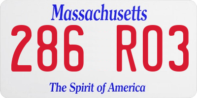 MA license plate 286RO3