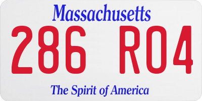 MA license plate 286RO4