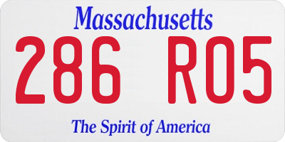MA license plate 286RO5