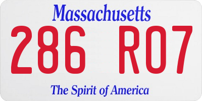 MA license plate 286RO7