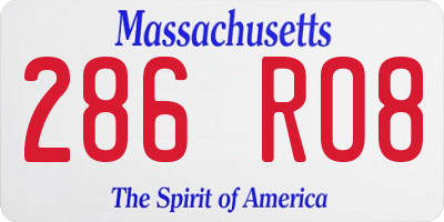 MA license plate 286RO8
