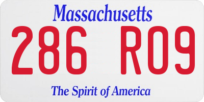 MA license plate 286RO9