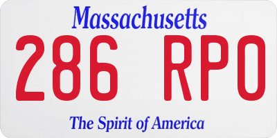 MA license plate 286RP0