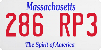 MA license plate 286RP3