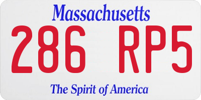 MA license plate 286RP5