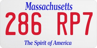 MA license plate 286RP7