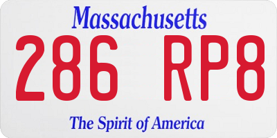 MA license plate 286RP8