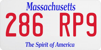 MA license plate 286RP9