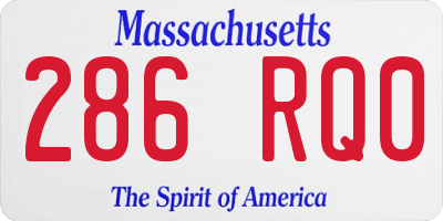 MA license plate 286RQ0