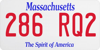 MA license plate 286RQ2