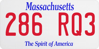 MA license plate 286RQ3