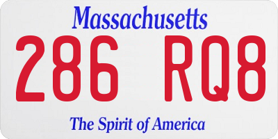 MA license plate 286RQ8