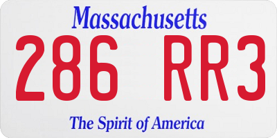 MA license plate 286RR3
