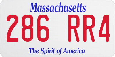 MA license plate 286RR4