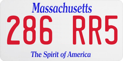 MA license plate 286RR5