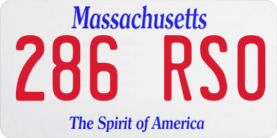 MA license plate 286RS0
