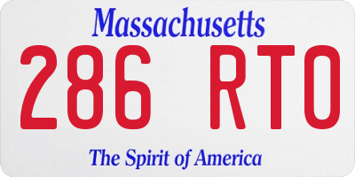 MA license plate 286RT0