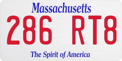 MA license plate 286RT8