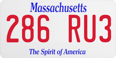 MA license plate 286RU3