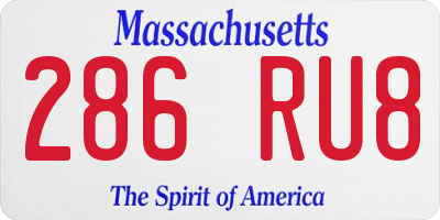 MA license plate 286RU8
