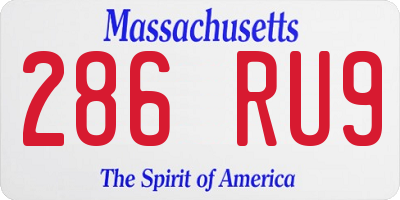 MA license plate 286RU9