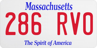 MA license plate 286RV0