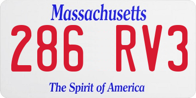 MA license plate 286RV3