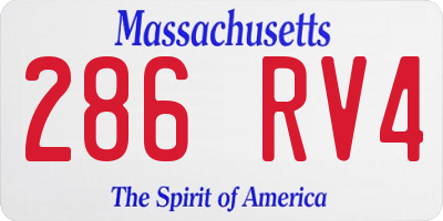 MA license plate 286RV4