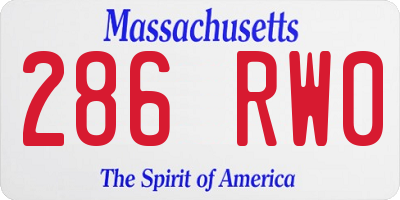 MA license plate 286RW0