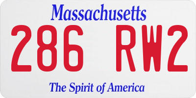 MA license plate 286RW2