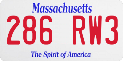 MA license plate 286RW3