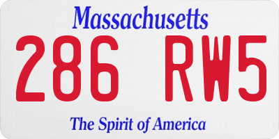 MA license plate 286RW5
