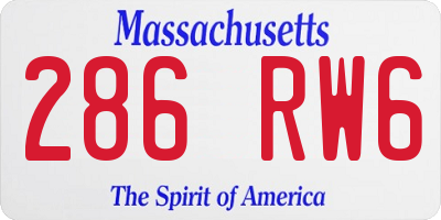 MA license plate 286RW6
