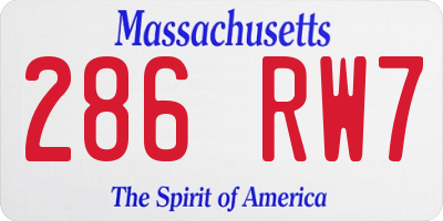 MA license plate 286RW7