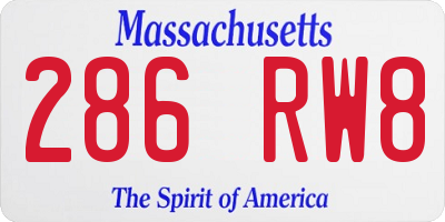 MA license plate 286RW8